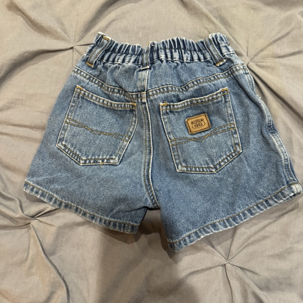 Vtg Toddler Route 66 Gray Black Denim Elastic Waist Jean Shorts Kidcore 4